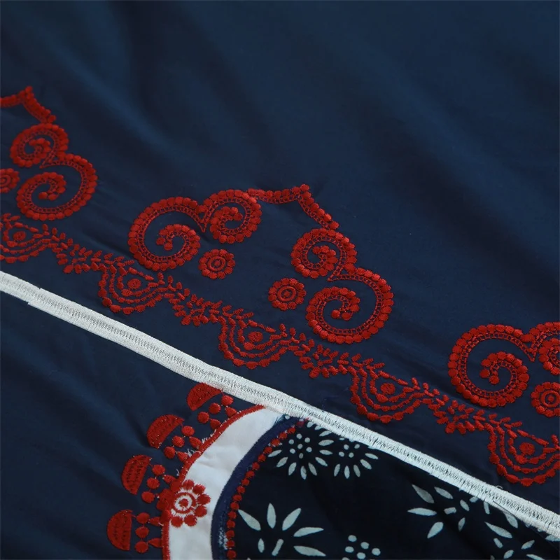 Синий и белый фарфор вышивка 60 длинноволокнистый хлопок Комплект постельного