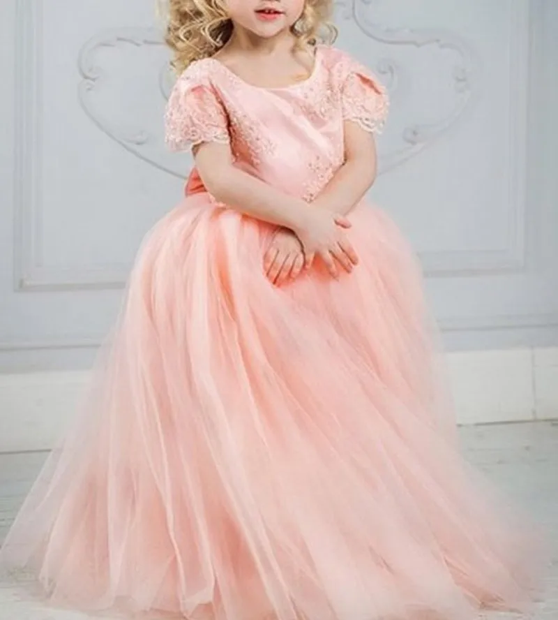 Пышные платья кораллового и розового цвета для девочек кружевное платье с