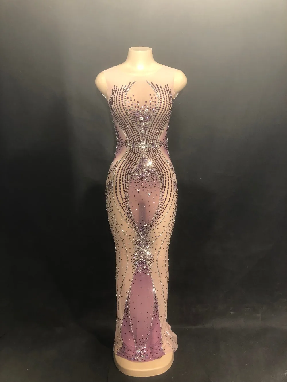 Прозрачное сексуальное Сетчатое платье со стразами для ночного клуба роскошное вечернее празднования дня