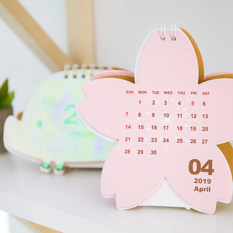 2019 милые стол вечный календарCherry и вишни свинья Юникон Фламинго DIY Мини