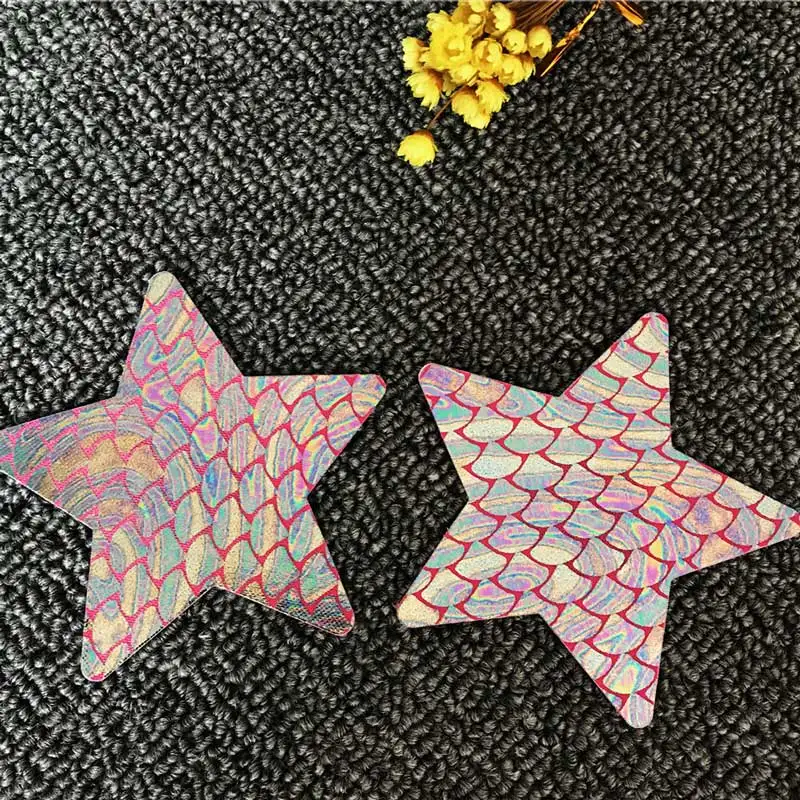 pink star SP& CITY Laser, красивые женские лепестки груди, розовые рыбные чешуи, сексуальные наклейки на соски, невидимый бюстгальтер, покрытие на соски, интимные аксессуары - Цвет: pink star