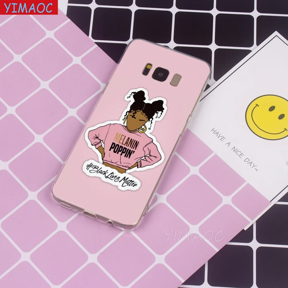 YIMAOC Melanin Poppin Aba Hip Hop Rapper Soft Case for Galaxy j3 j5 j6 j7 A5 2017 A6 A9 Note 8 9 S7 edge S8 S9 S10 Plus S10e |