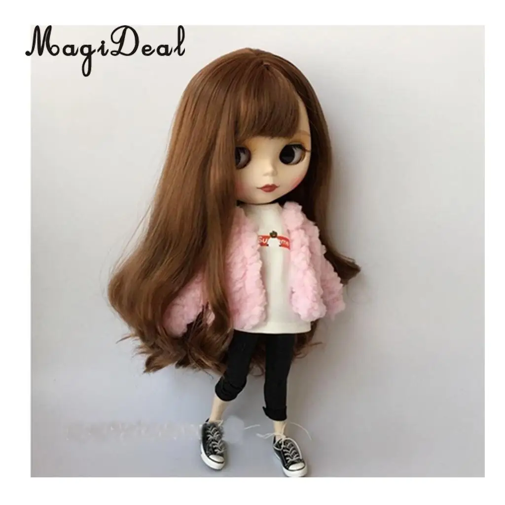Pink 1/6 модное короткое плюшевое пальто без воротника для куклы Blythe зимняя одежда аксессуары - Цвет: Pink