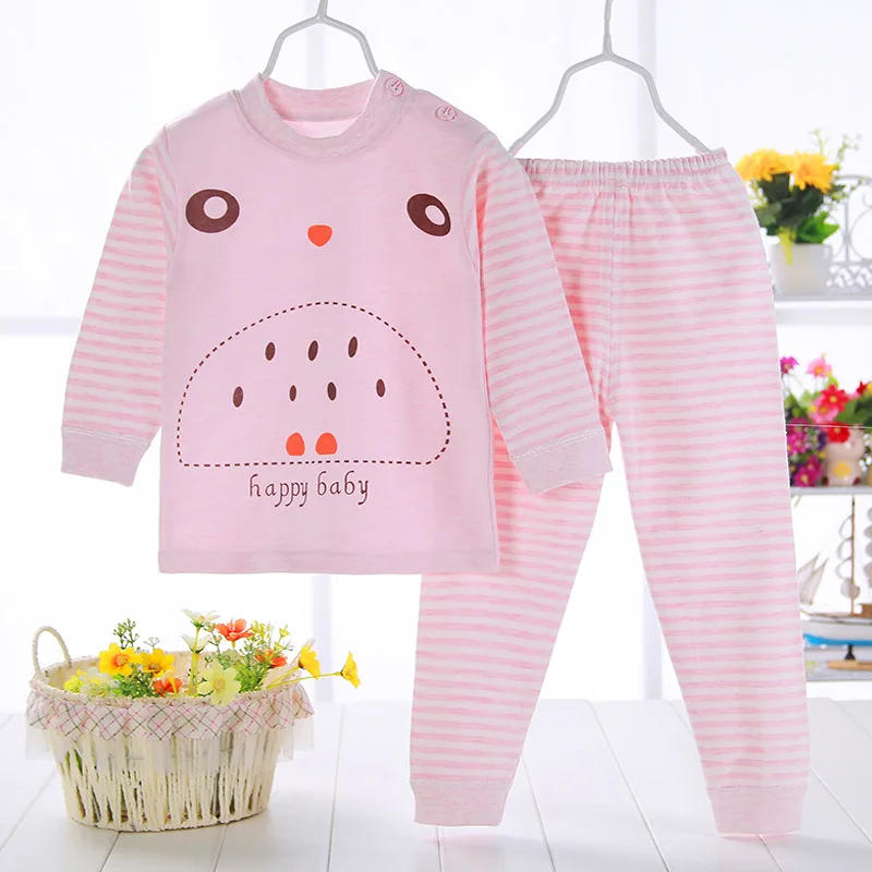 

Children's Colored Cotton Underwear Suit Baby Spring and Autumn Shoulder Button Suit Autumn Trousers Pure Cotton Baby Underwear