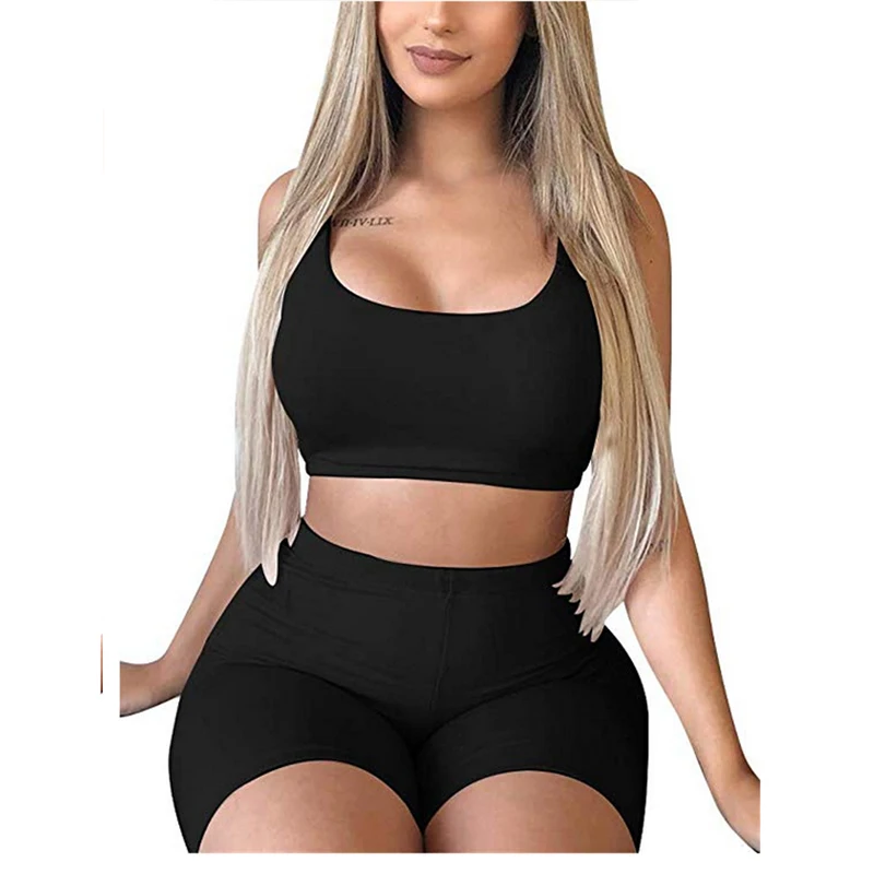 Женский комплект из 2 предметов короткий топ и шорты облегающие наряды