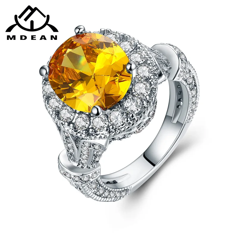 Женские кольца из белого золота MDEAN ювелирные с фианитом AAA для свадьбы помолвки