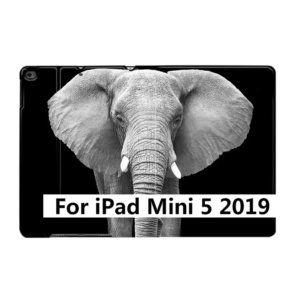 For iPad Mini 5 Чехол-подставка для iPad Air 1 2 3 9," 56 7th 10,2" 10," PRO Mini 4 5 Cool animals Black Elephant из искусственной кожи - Цвет: For iPad Mini 5