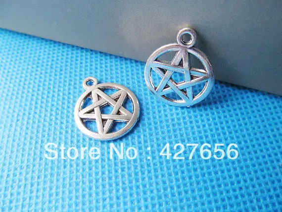 20 шт. 17 мм x 20 мм античный серебряный Тональный/Античная Бронза Круглый пять заостренных звезд Подвеска/фурнитура, DIY аксессуары