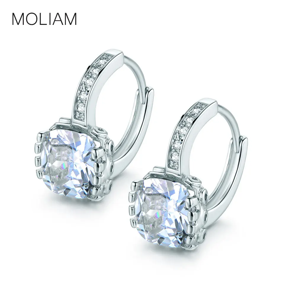 MOLIAM Высококачественная модная Серебряная Сережка обруч с кристаллами и