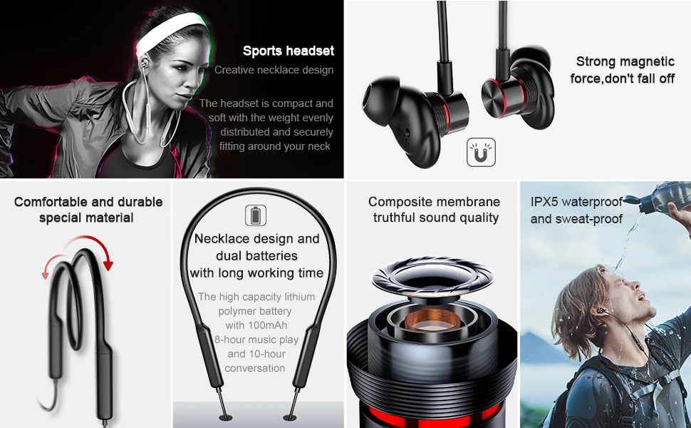 Baseus S12 шейные Bluetooth наушники для телефона Bluetooth 5,0 беспроводные наушники бас гарнитура с микрофоном fone de ouvido