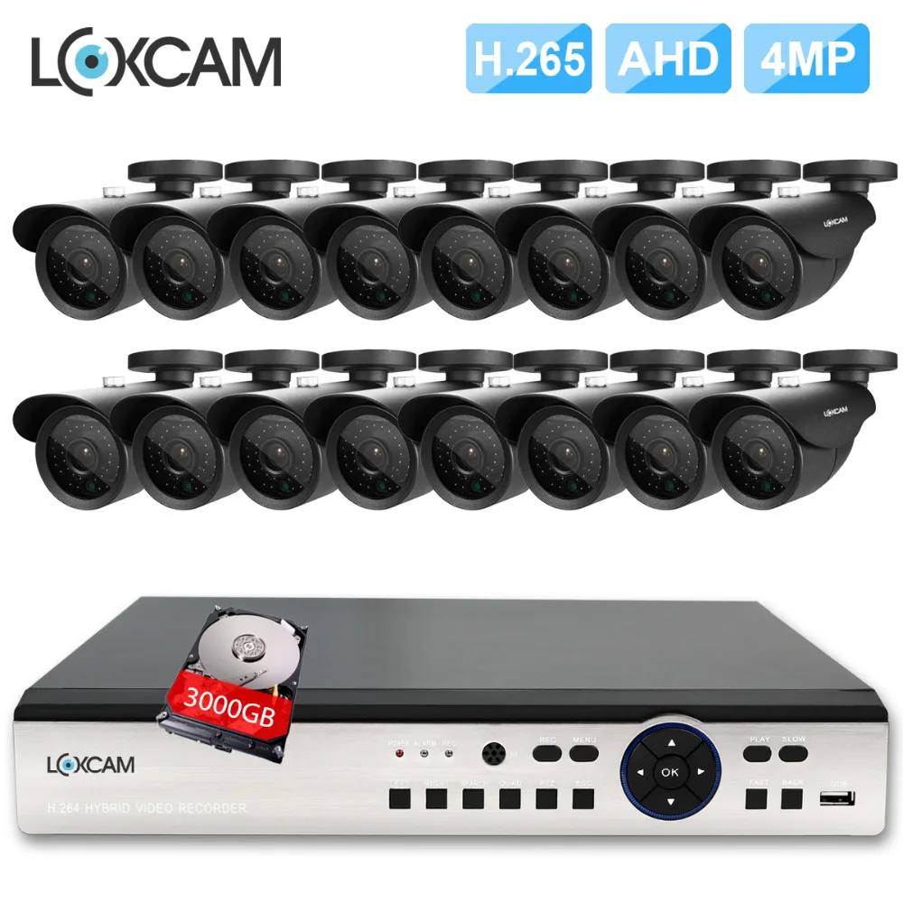 Камера видеонаблюдения LOXCAM H.265 + 16 каналов 4 МП шт. IP66 водонепроницаемая для улицы |