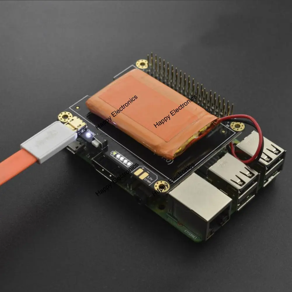 DFRobot Raspberry Pi UPS бесперебойного питание щит шляпа с MAX17043 датчик топлива 5 в 2A для Pi для фотоаппарата, планшета, ПК