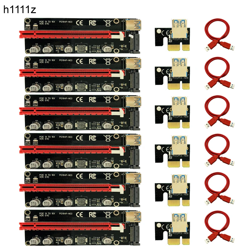 Райзер PCI E PCIe VER011C с 1x на 16x адаптером кабель USB 3 0 SATA светодиодный индикатор