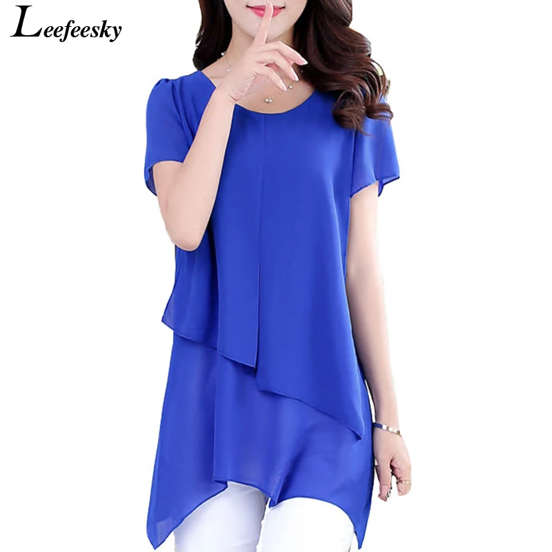 Женские блузки лето 2018 корейская мода короткий рукав винтажная Шифоновая Блузка