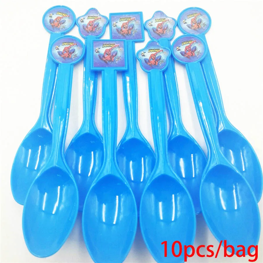 Spoon 10pcs Супергерой Человек-Паук День Рождения принадлежности скатерть воздушные шары сувениры дети человек паук тематическая вечеринка на день рождения украшения мальчик набор - Цвет: Spoon 10pcs