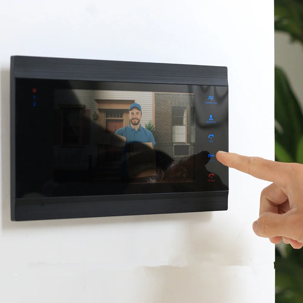 

Homefong 7 Inch Home Intercom Video Call 720P Video Door Phone System 1 Indoor Monitor 2 Outdoor doorbell Camera Motion Alarm