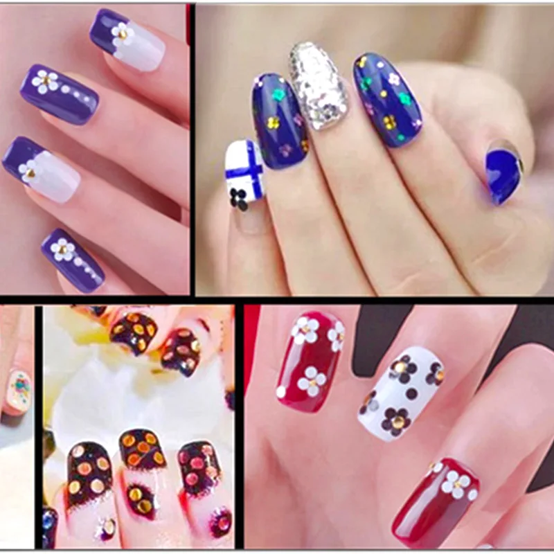 6 цветов разные размеры круглые Блестки для ногтей блестки на клею блестящие