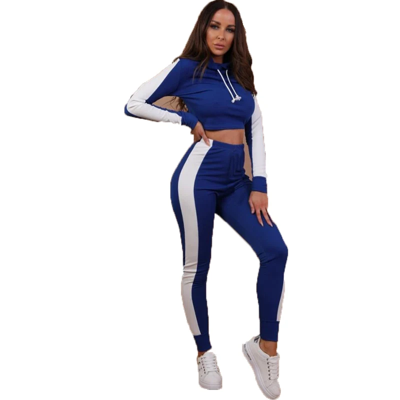 

Women Tracksuit Set Autumn Fashion Hooded Crop Top and Long Pants Suits Ladies Sexy Leisure Wear Sportwear Two Piece Set Outfits