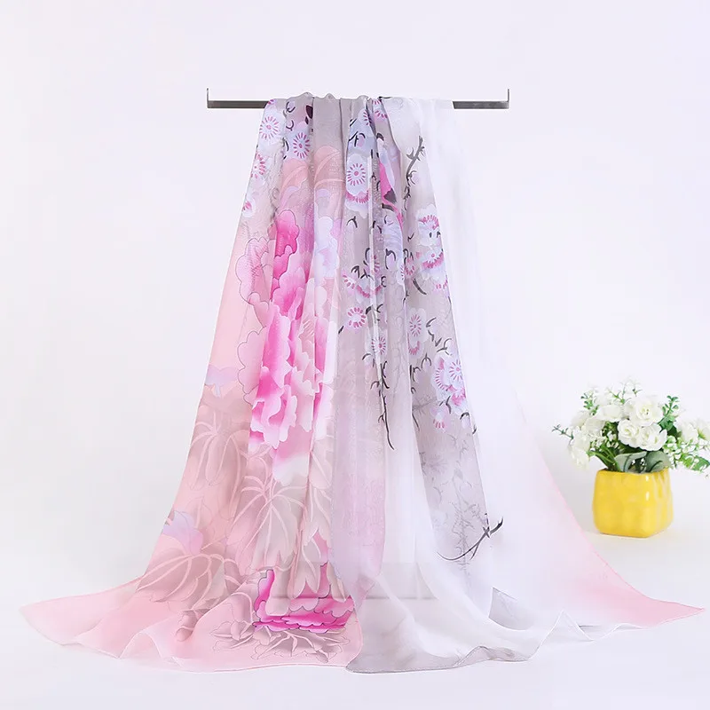 Новинка 2017 Женский шифоновый шелковый шарф новый цветочный принт дамские