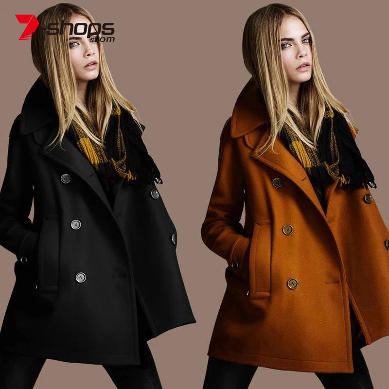 AECU Winter Women Double Breasted Coat Elegant Brief Lapel Long Sleeve Coats Pocket Vintage Warm Trenchcoat | Женская одежда