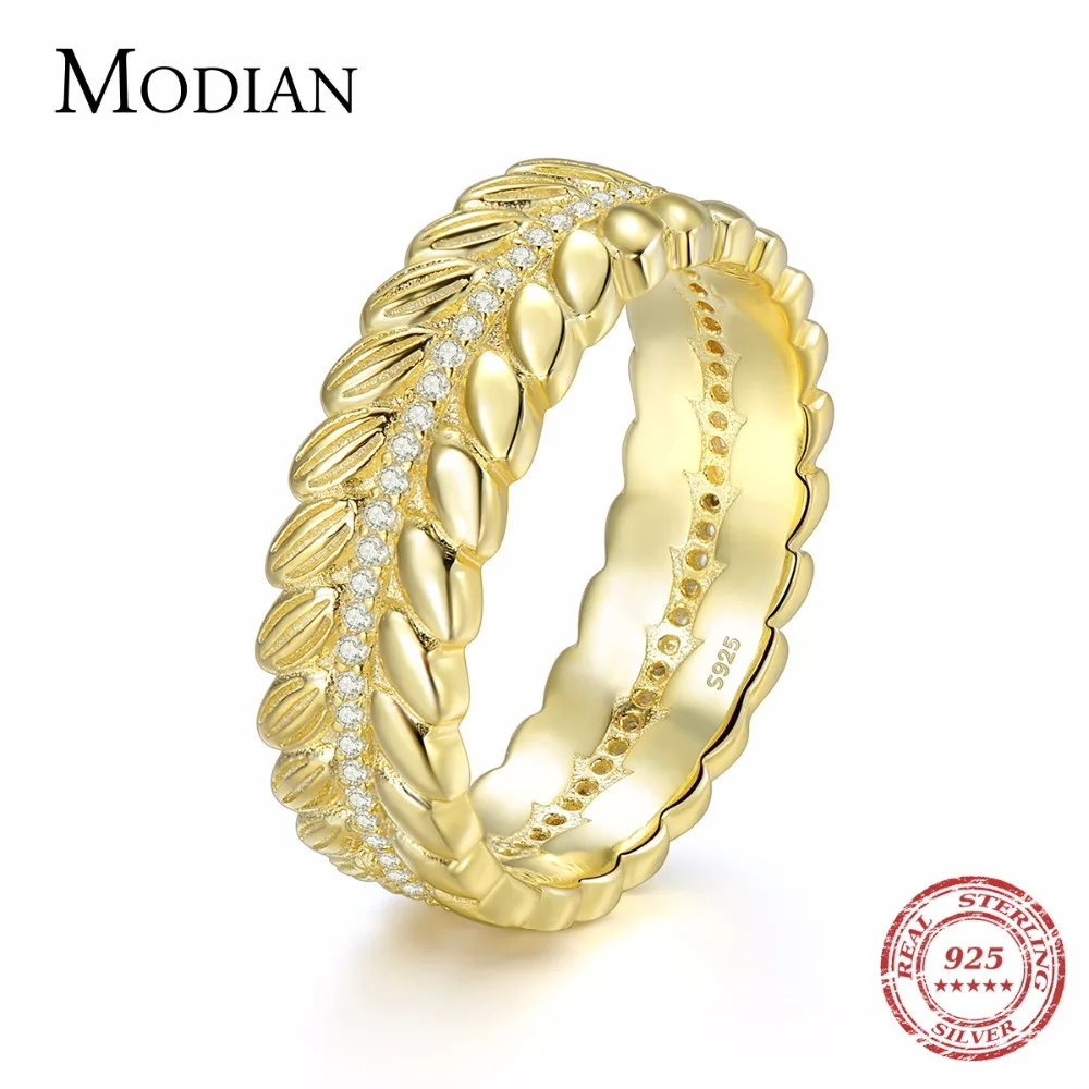 Modian 100% Твердое Серебро 925 пробы золотой цвет счастливое Дерево лист