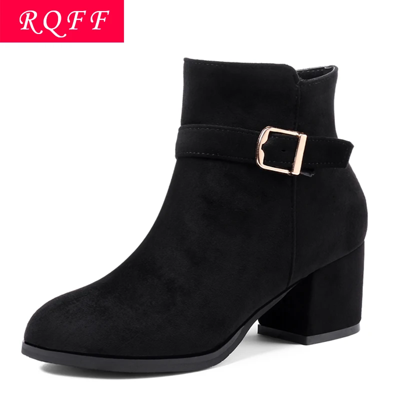 Rqff брендовые зимние сапоги Для женщин с коробкой Большой Размер 34–43 из флока