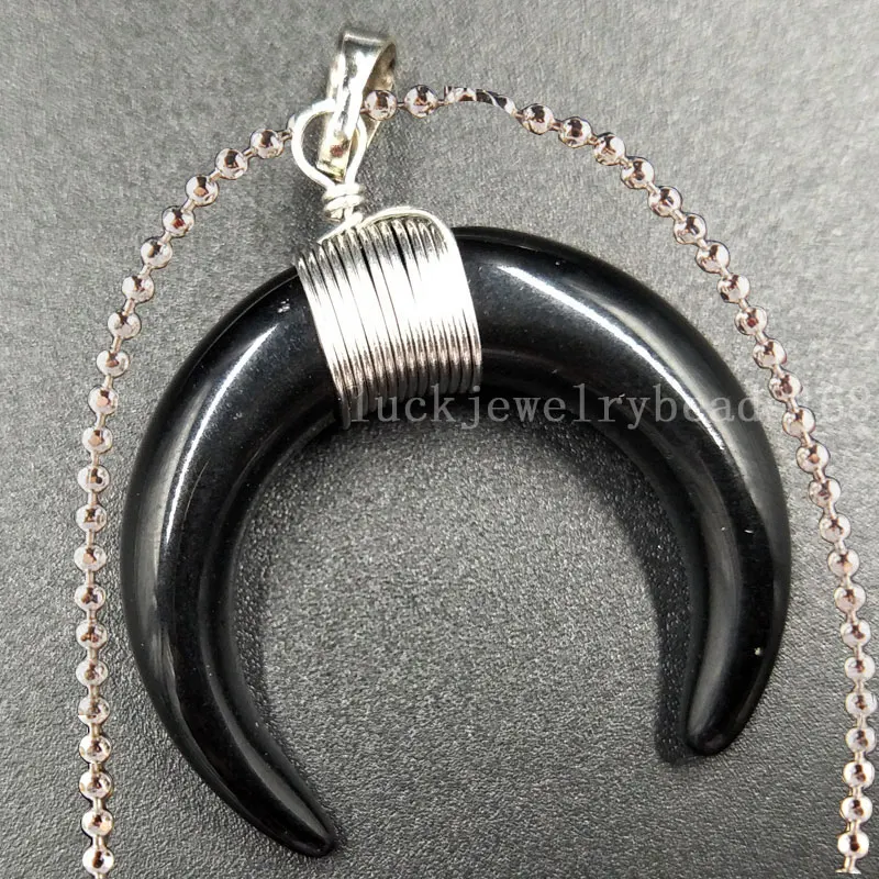 Ожерелье женское с цепочкой черным сердоликом 1 шт. C5500 | Украшения и аксессуары
