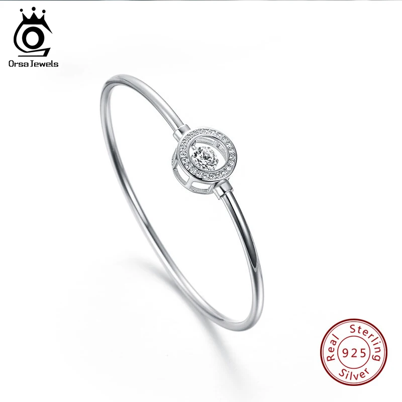 ORSA JEWELS 100% 925 стерлингового серебра женские браслеты с круглым носком AAA циркон 55