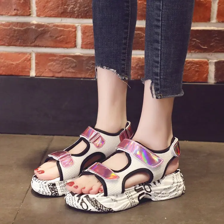 Fujin Sandalias De Verano Para Mujer; летний стиль; Роскошная обувь из светоотражающей ткани; Прямая поставка; женские повседневные сандалии