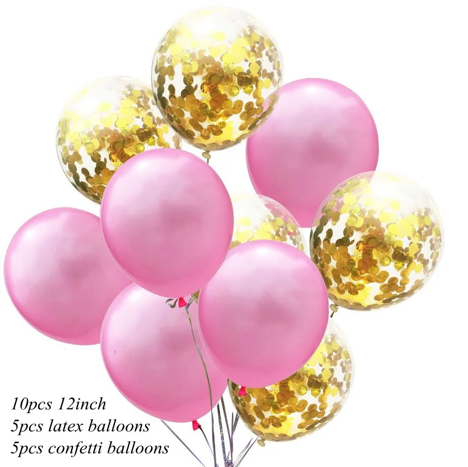 5 gold con 5 pink 1 упаковка 12 дюймов латексные разноцветные воздушные шары с конфетти надувной шар Гелиевый шар для дня рождения свадебные принадлежности - Цвет: 5 gold con 5 pink