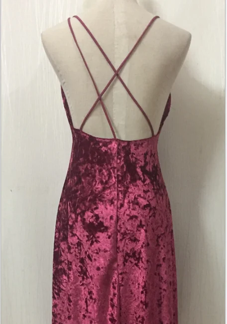 Новинка 2017 Бархат Макси платье с открытой спиной женские осенние Платья для