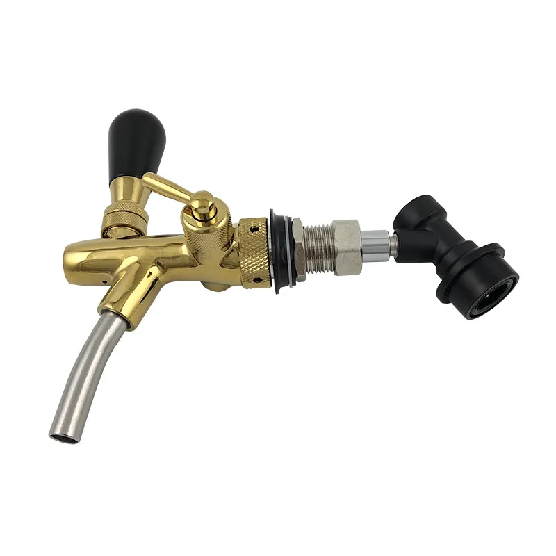 Adjustable gold tap Регулируемый пивной кран с хромированным покрытием, пивной домашний пивоваренный кран с шариковым замком разъединитель жидкости - Цвет: Adjustable gold tap