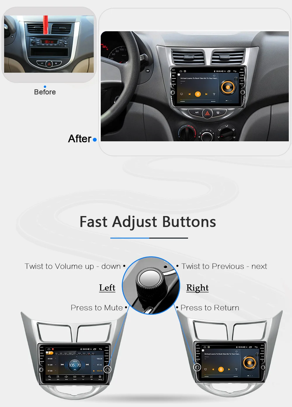 Funrover Android9.0 8 ядерный 64G Автомобильный Радио DVD мультимедийный плеер для hyundai Solaris Verna Accent 2011- DSP gps навигация ips