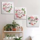 Модульная Настенная картина, 3 панели, гирлянда с цветами, Современная нордическая минималистская картина, Принт плакат в скандинавском стиле, для декора гостиной