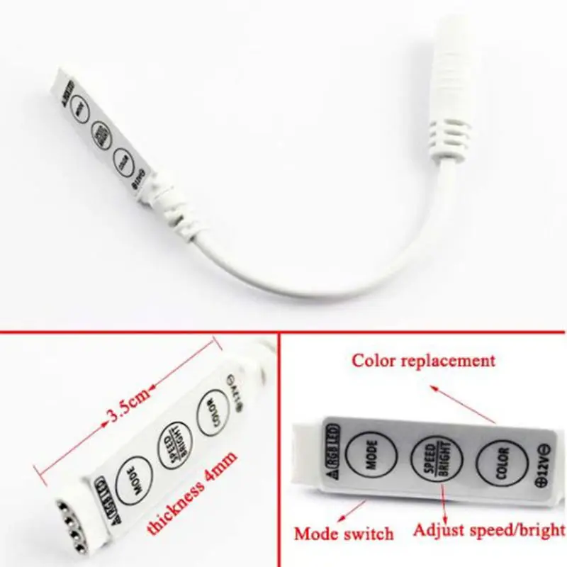 Новый 1 шт. 5050/3528 RGBStrip DC plug Female 256-level PWM control mode мини-регулятор регулятор света |