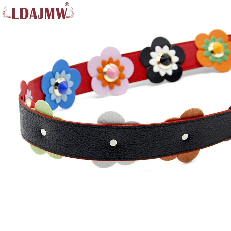 LDAJMW Модные женские заклепки цветок кожаная сумка ремень Наплечные ремни для