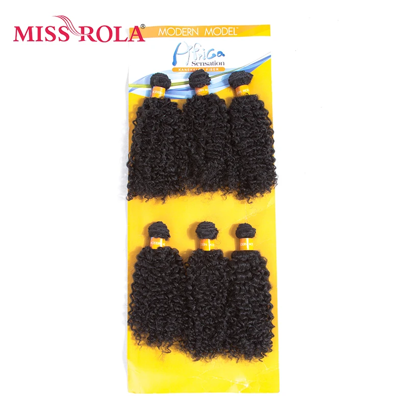 Синтетические вьющиеся волосы Miss Rola 1B # для наращивания 9 5 дюйма 6 шт./упак.
