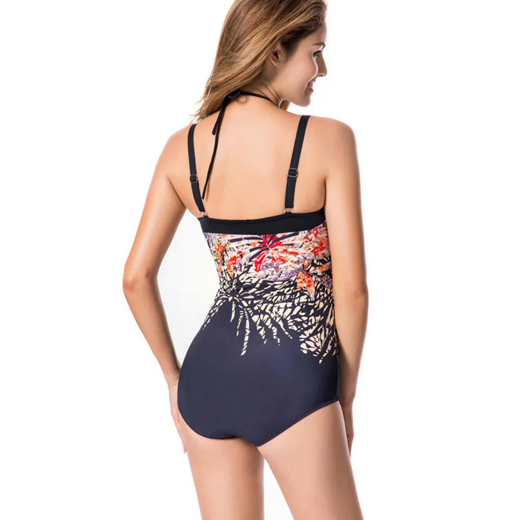 Новейший купальник женский с принтом лист Монокини Большой размер Цельный