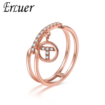 Rose Gold ERLUER модное обручальное кольцо для женщин, ювелирные изделия из розового золота, классические кольца для рождественской вечеринки, свадебные кольца, ювелирные изделия дружбы, подарки - Цвет основного камня: Rose Gold