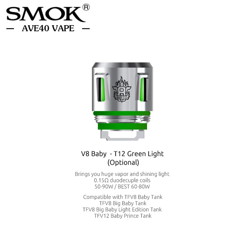 5 шт. Smok TFV8 детская катушка V8 сетка/V8 T12 Зеленый Оранжевый Красный светильник ядро