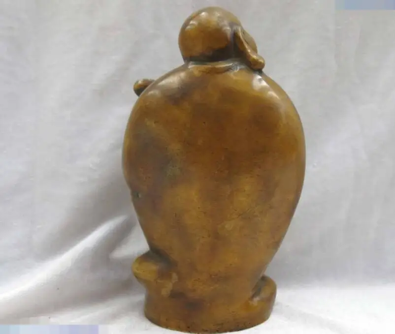 S06733 7 &quotКитай бронза медь резные как угодно это счастливый будда Скульптура|statue