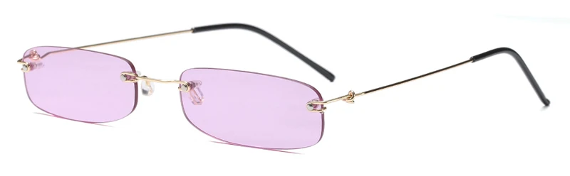 clear purple Kachawoo, узкие солнцезащитные очки для мужчин, золотая металлическая оправа, черные маленькие прямоугольные солнцезащитные очки без оправы, Женские аксессуары, горячая распродажа - Цвет линз: clear purple