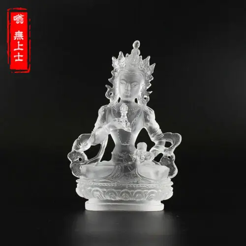 Exquisite Tibet Buddhism Hand made liuli colored glaze statue Vajrasattva White