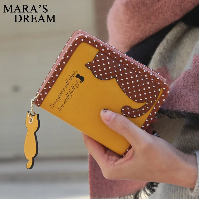 Mara's Dream брендовый милый кошелек с принтом кота женский кожаный