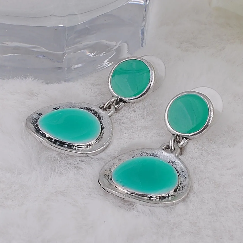 Висячие серьги новые модные геометрические висячие из сплава с синей эмалью для