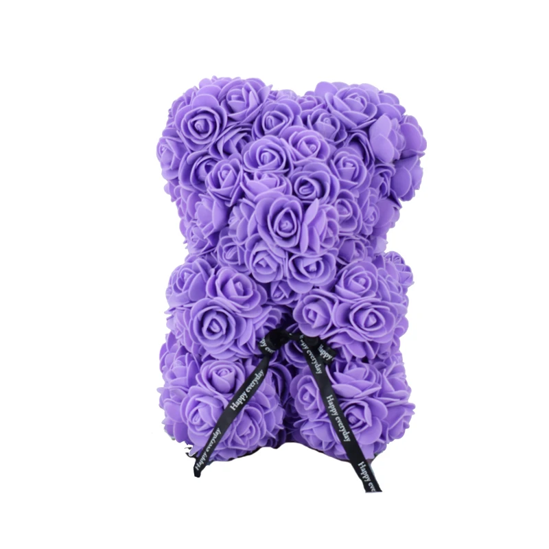 purple Розовый медведь, 25 см, на День святого Валентина, Romantische geschenkdoos, розовое пиво, Kunstmatige, розы, декоративные, Leuke, мультфильм, вриендин, детский подарок - Цвет: purple