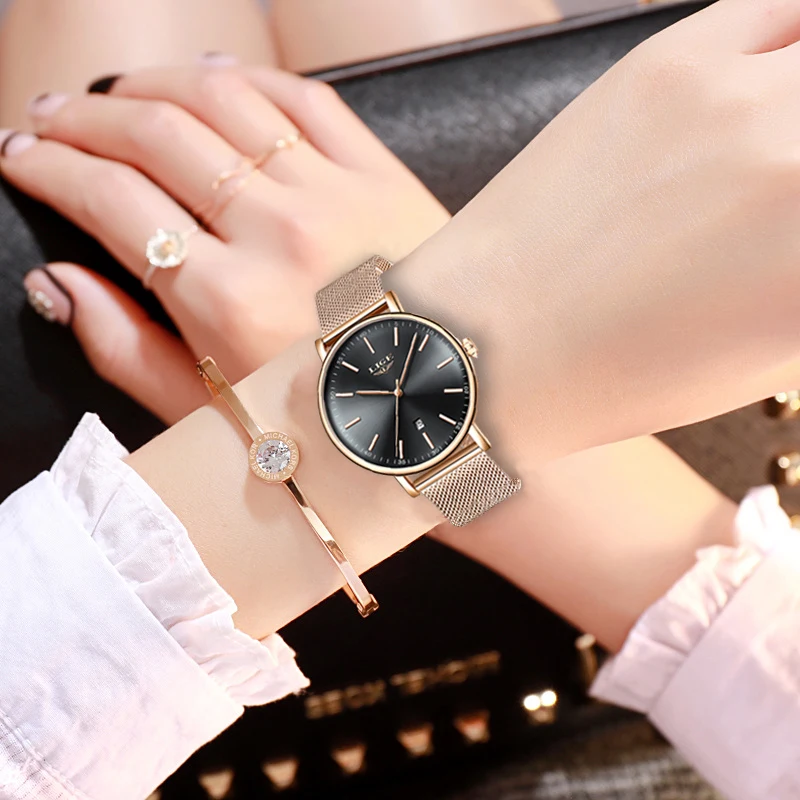 Женские часы LIGE Роскошные брендовые модные повседневные Кварцевые Montre Femme Reloj Mujer