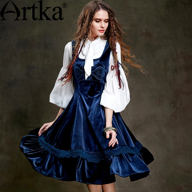 Artka 2015 женская ретро новая коллекция зимней одежды квадратным воротником без