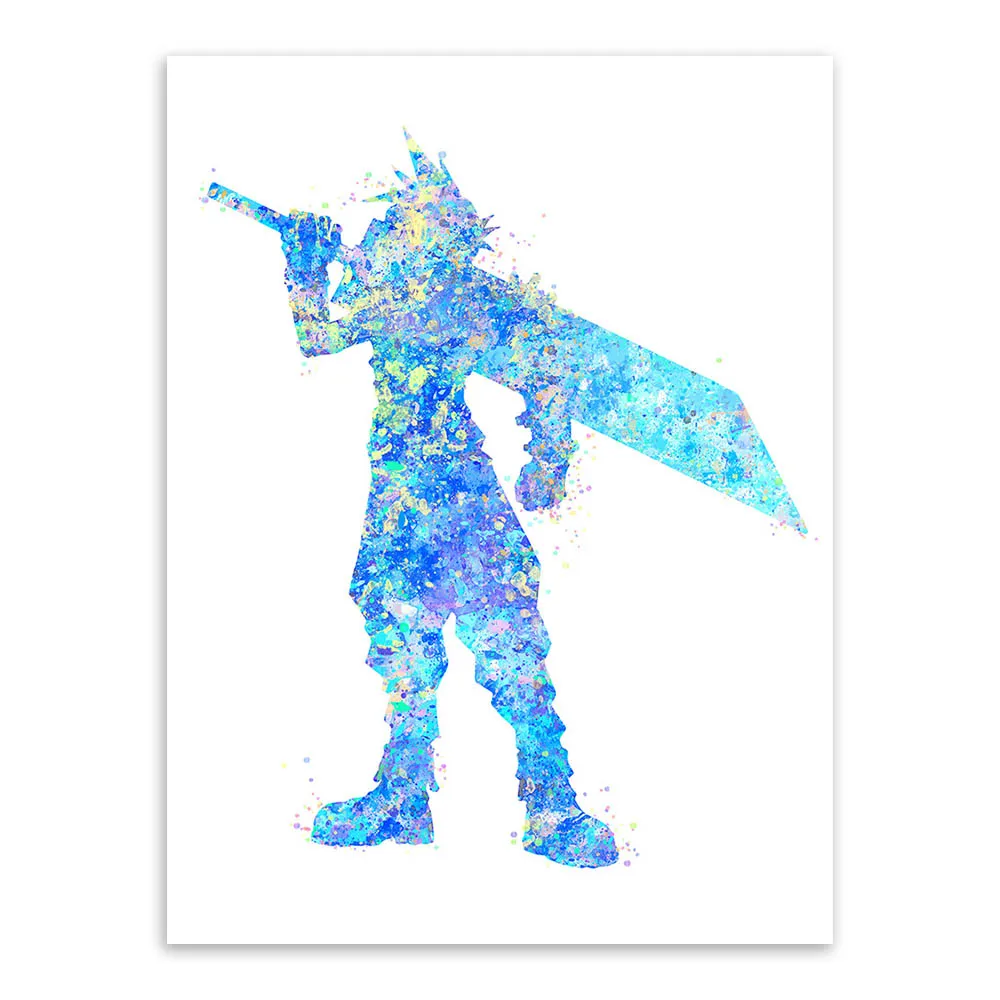 Оригинальная акварель финальная фантазия японская игра фотография домашнее