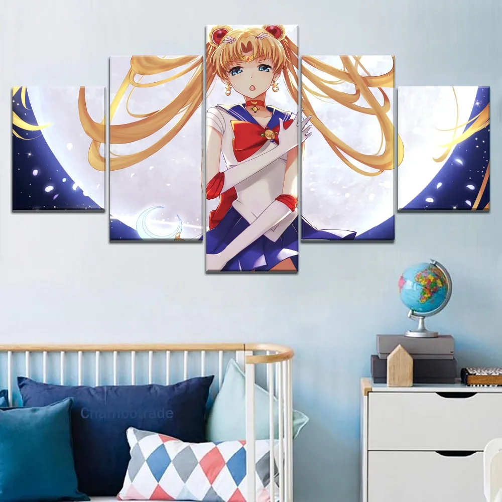 5 шт. Холст Искусство Сейлор Мун Аниме девушка плакат Cuadros Decoracion картины на холсте